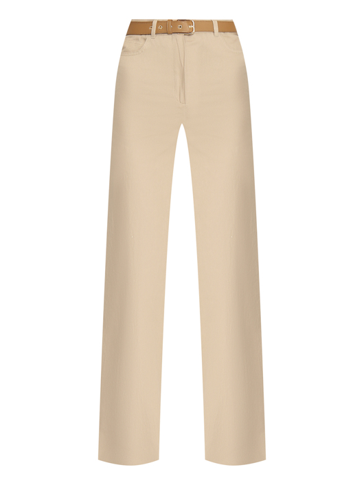 Max Mara Брюки их хлопка и льна с поясом