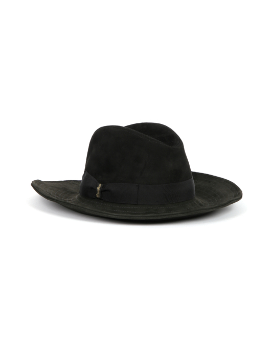 Borsalino Шляпа замшевая декорированная репсовой лентой