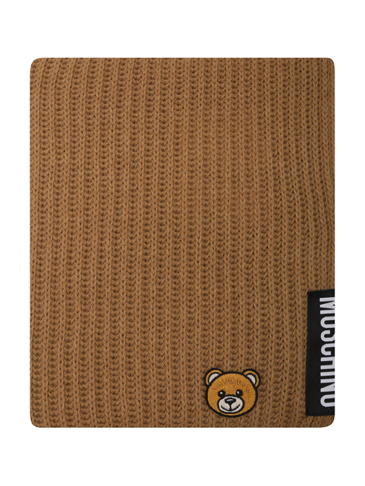 Moschino Шарф из шерсти с логотипом и бахромой