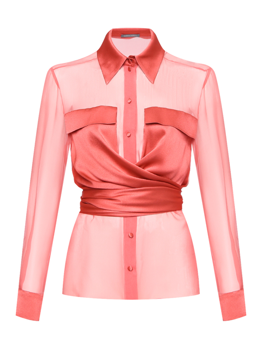 Alberta Ferretti Блуза из шелка на пуговицах