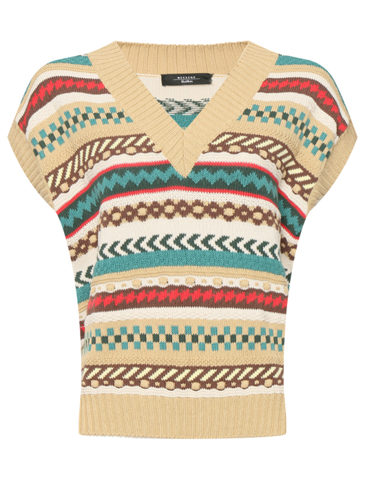 Weekend Max Mara Трикотажный жилет из хлопка с узором