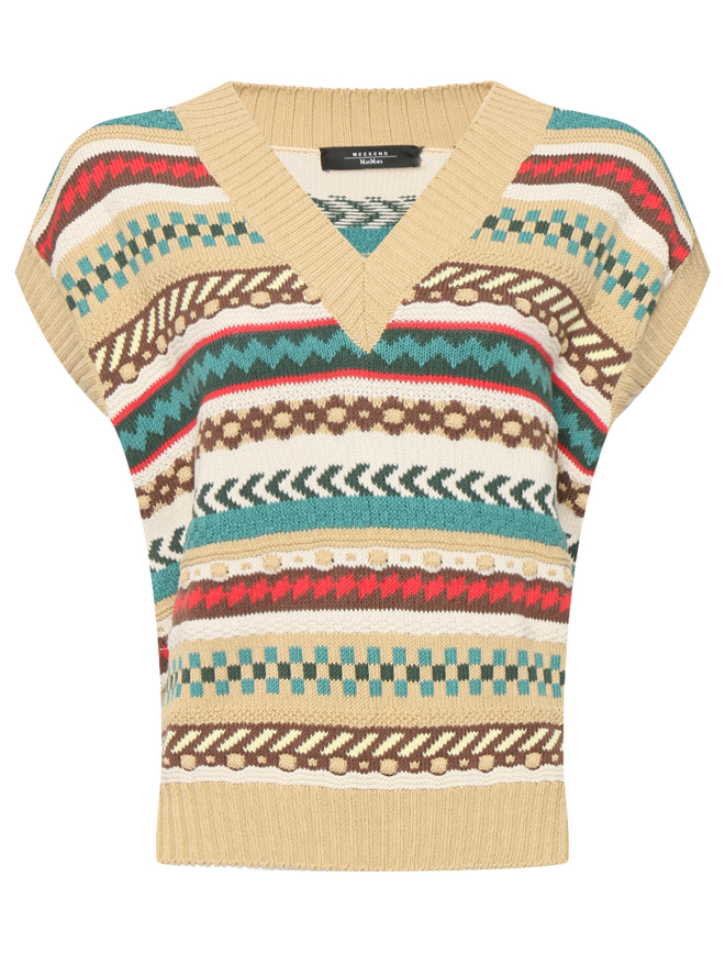 Weekend Max Mara Трикотажный жилет из хлопка с узором