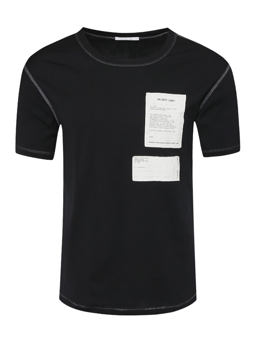 Helmut Lang Футболка из хлопка декорированная нашивками