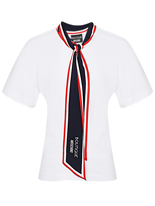 Moschino Boutique Футболка из хлопка с контрастным воротом
