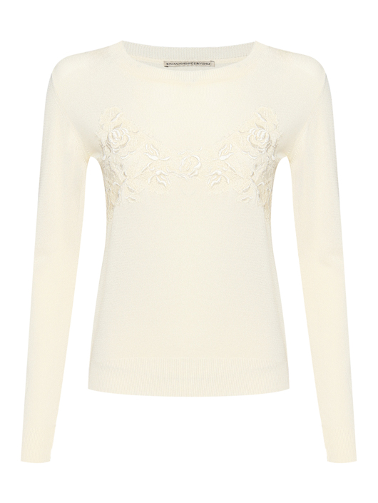 Ermanno Scervino Джемпер с вышивкой и кружевом