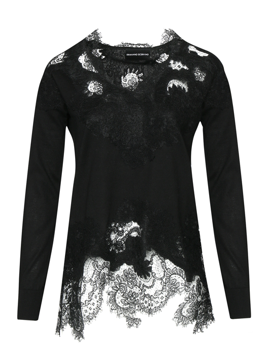 Ermanno Scervino Джемпер хлопковый декорированный кружевом