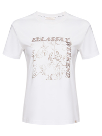 Ellassay Футболка из хлопка с принтом и вышивкой