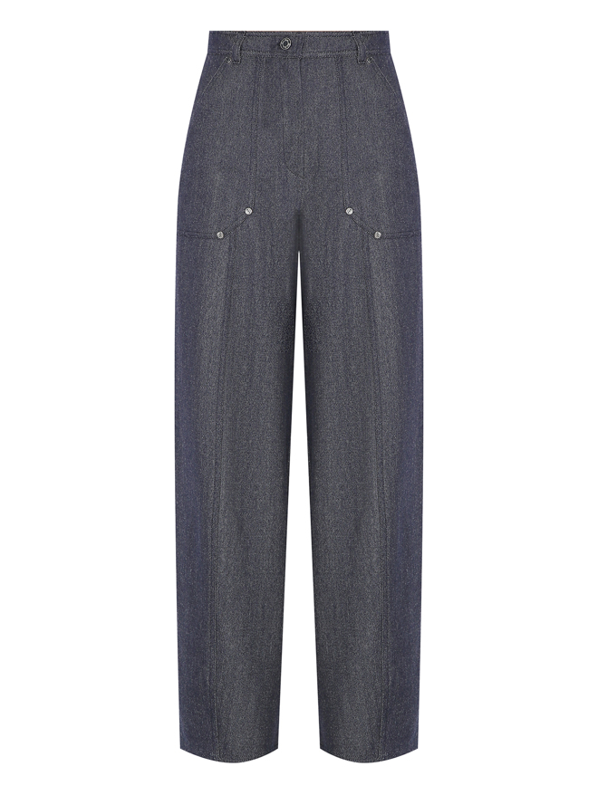 Max Mara Брюки-подковы из шерсти под деним