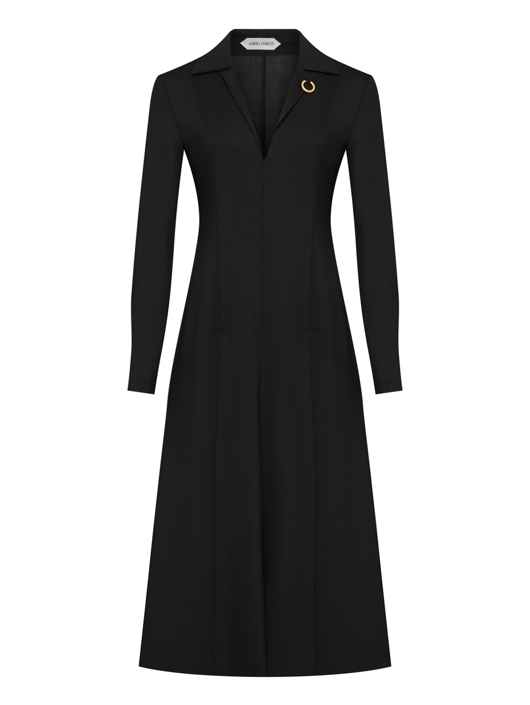 Alberta Ferretti Платье из смесовой шерсти с люверсами