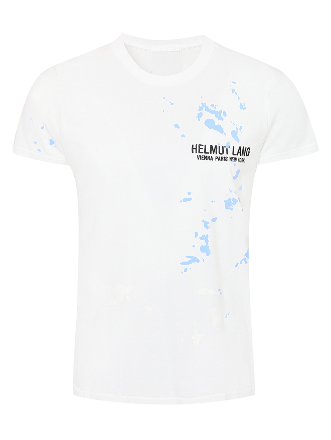 Helmut Lang Футболка из хлопка декорированная вышивкой и принтом