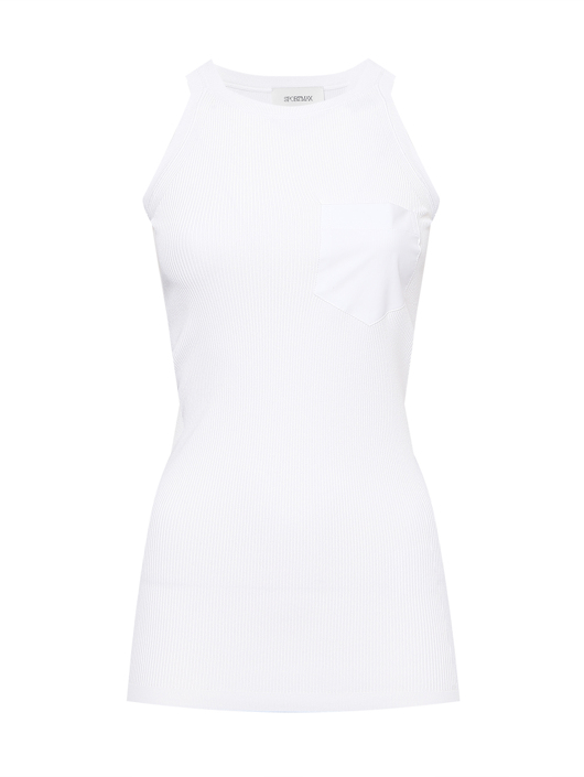 Sportmax Майка в рубчик с нагрудным карманом