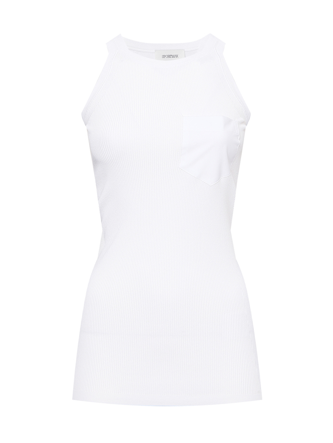 Sportmax Майка в рубчик с нагрудным карманом