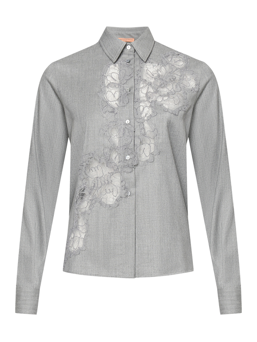 Ermanno Scervino Блуза из смешанной шерсти с кружевной отделкой