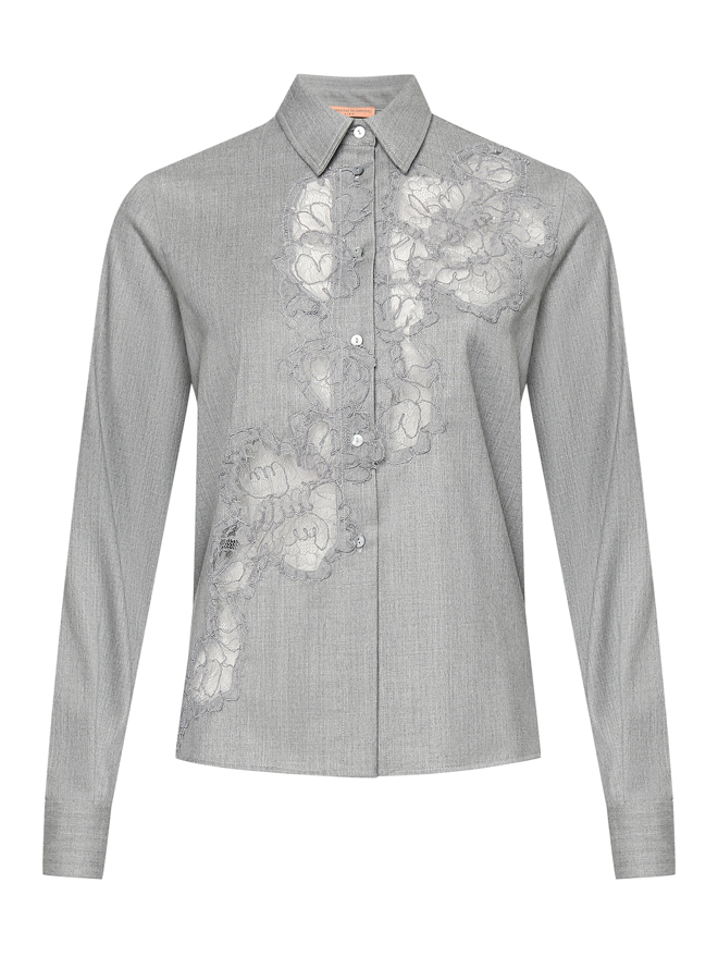 Ermanno Scervino Блуза из смешанной шерсти с кружевной отделкой