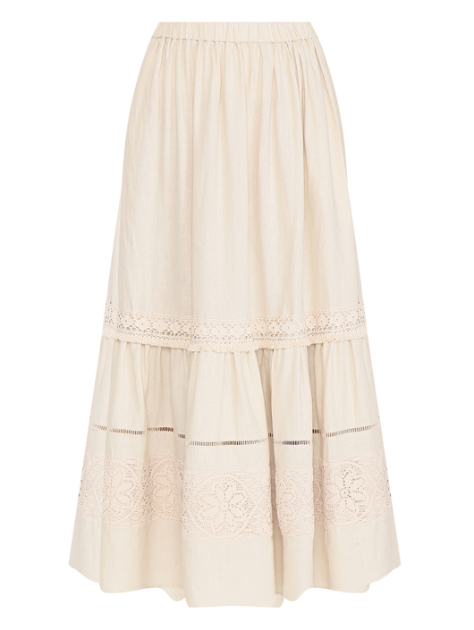 Weekend Max Mara Юбка из льна с вышивкой