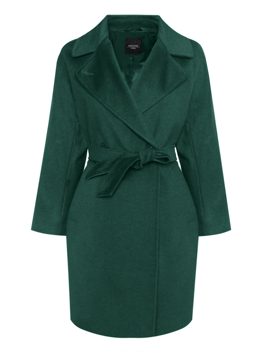 Weekend Max Mara Двубортное пальто из шерсти с поясом