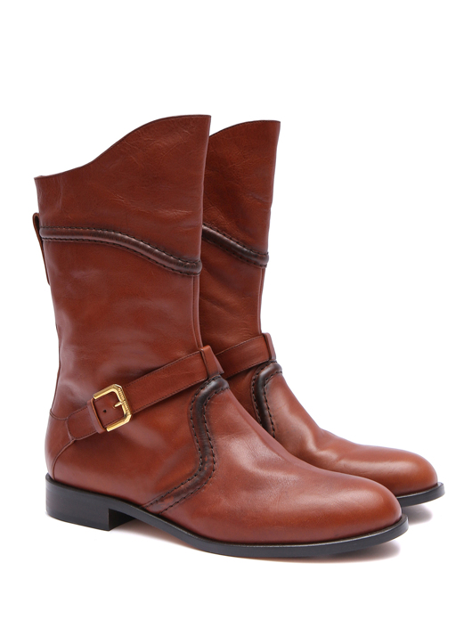 Alberta Ferretti Ботинки из кожи с пряжкой