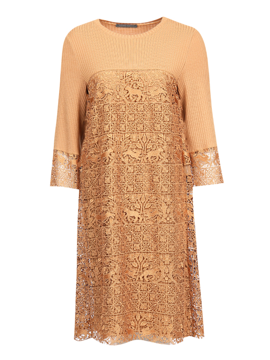 Alberta Ferretti Платье-миди из кружева с рукавами 3/4