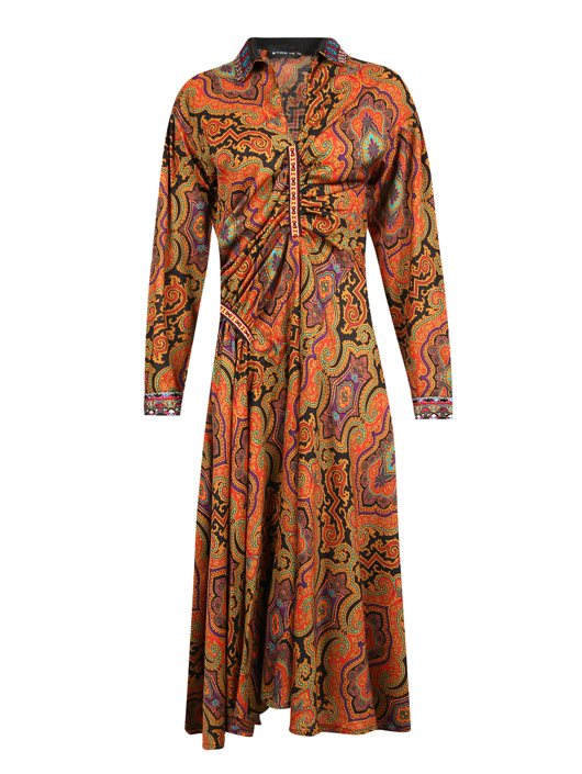 Etro Асимметричное платье из шерсти с вышивкой
