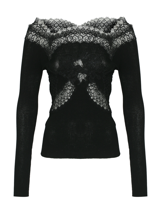 Ermanno Scervino Джемпер из хлопка с кружевной отделкой
