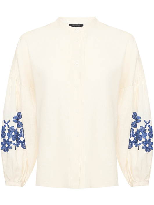 Weekend Max Mara Блуза из льна с вышивкой