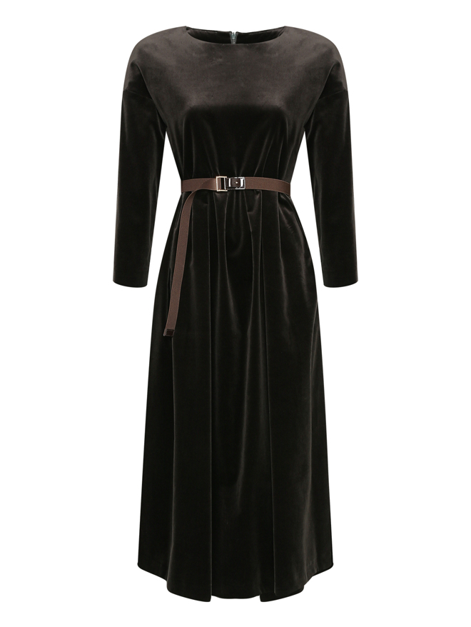 Max Mara Велюровое платье с поясом