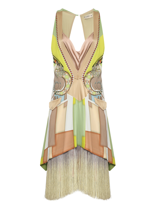 Etro Платье с узором и бахрамой