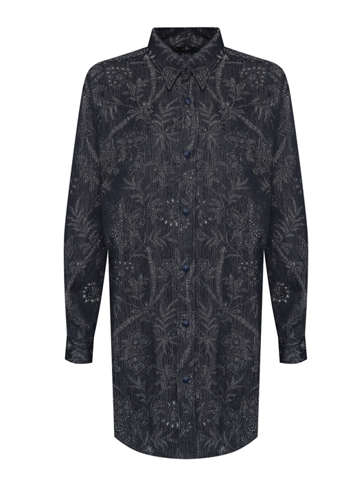Etro Рубашка из хлопка и льна с узором