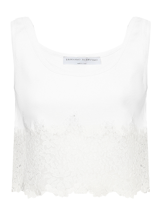 Ermanno Scervino Топ с кружевной вставкой из хлопка