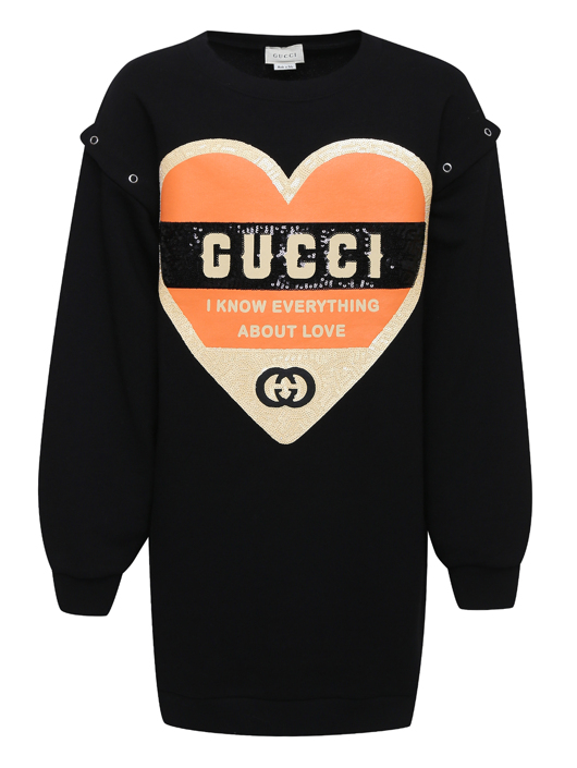 Gucci Удлиненный свитшот с принтом и пайетками