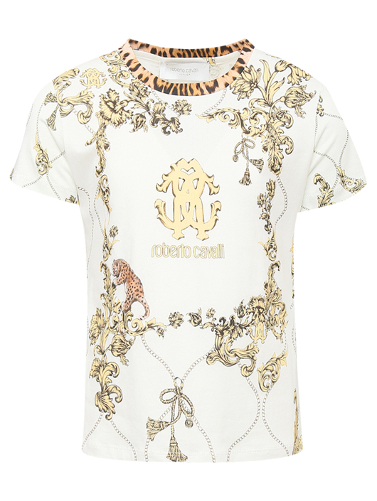 Roberto Cavalli Хлопковая футболка с узором