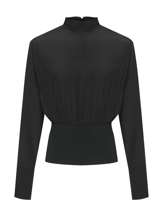 Sportmax Блуза из шелка с трикотажной талией