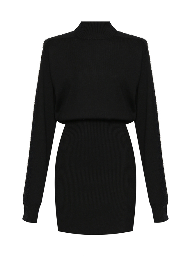 Sportmax Однотонное платье из шерсти с контрастной отделкой