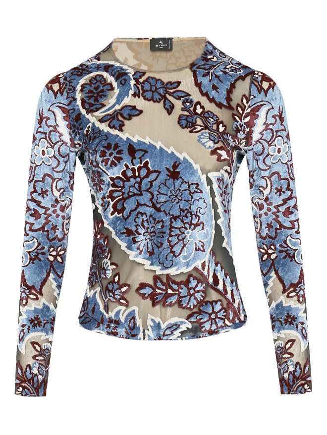 Etro Блуза с бархатным узором из вискозы