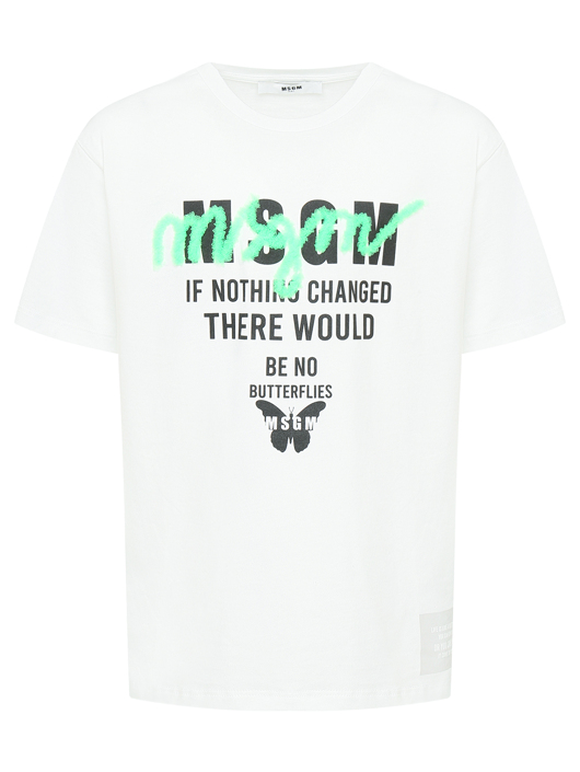 MSGM Футболка с аппликацией из хлопка