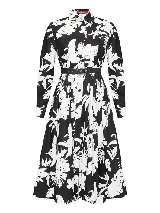 Max Mara Платье из хлопка с узором и с ремнем