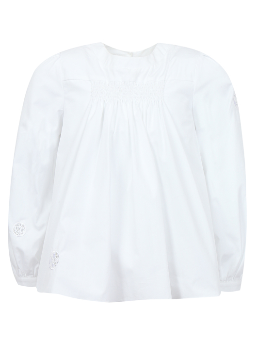Baby Dior Блуза из хлопка с эффектом плиссе