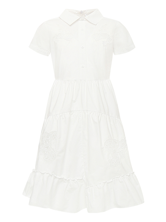 Ermanno Scervino Junior Хлопковое платье с вышивкой