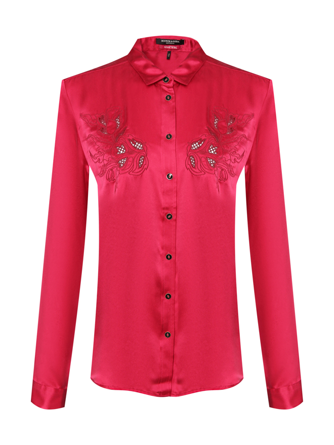 Scotch & Soda Блуза из шелка с вышивкой