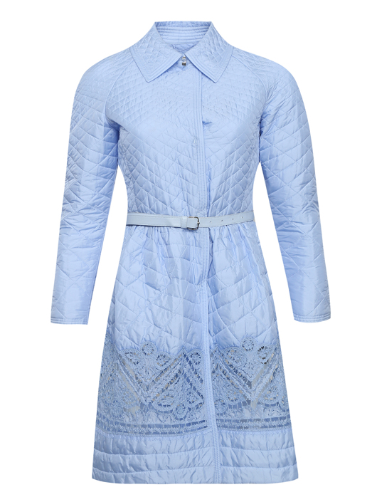 Ermanno Scervino Стеганый плащ с кружевной вставкой и боковыми карманами