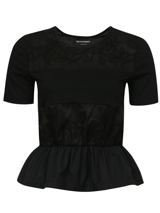 Emporio Armani Футболка из хлопка и нейлона с конрастной отделкой