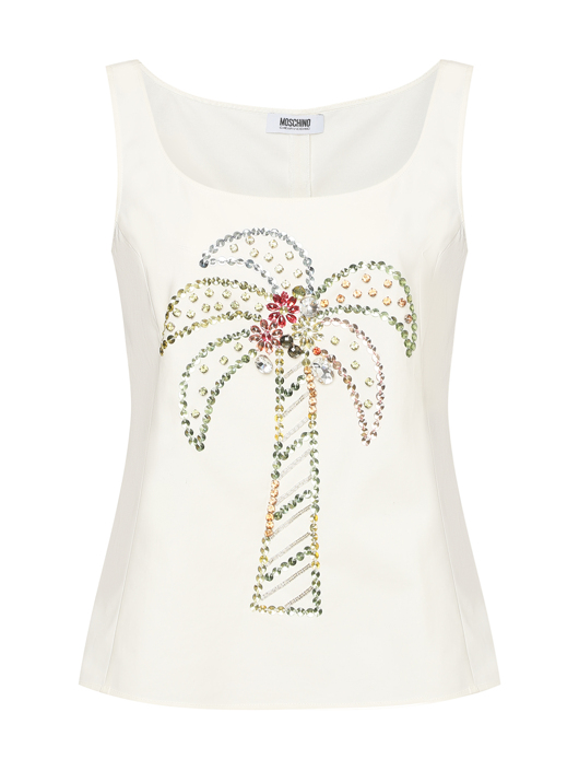 Moschino Cheap&Chic Топ из хлопка с кристаллами