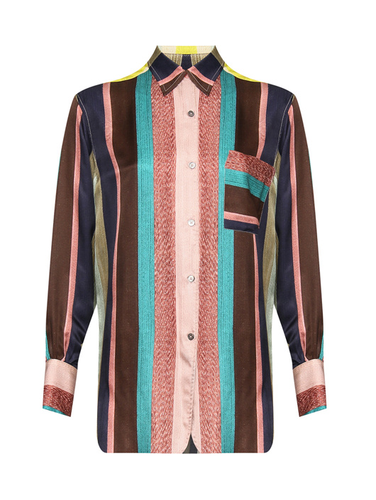 Paul Smith Рубашка из вискозы и хлопка в полоску