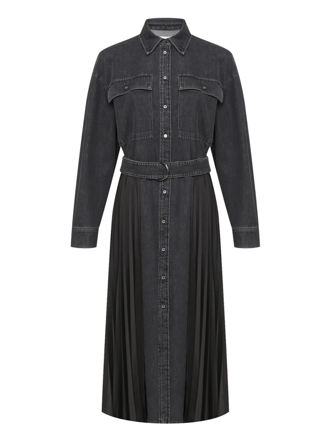 Weekend Max Mara Комбинированное платье из денима с поясом