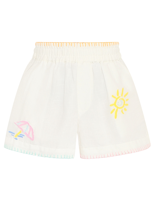Stella McCartney kids Шорты из льна с вышивкой