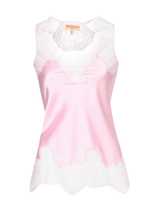 Ermanno Scervino Топ из шелка с кружевной отделкой