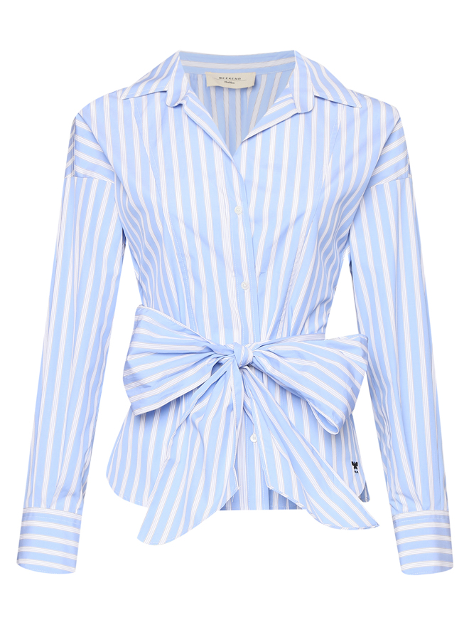 Weekend Max Mara Блуза из хлопка в полоску с поясом