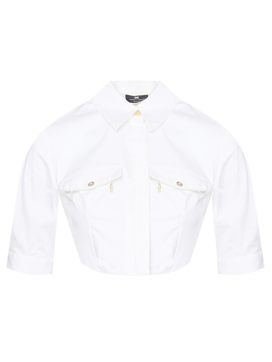Elisabetta Franchi Укороченная блузка с коротким рукавом