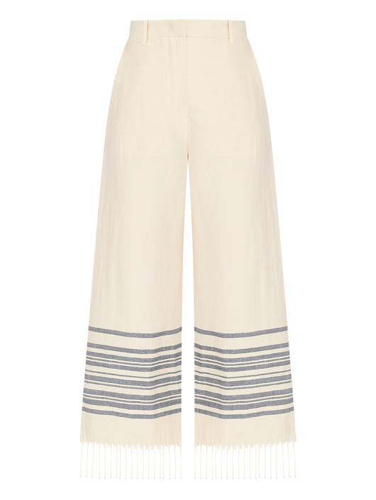 Weekend Max Mara Брюки из льна и хлопка с бахрамой