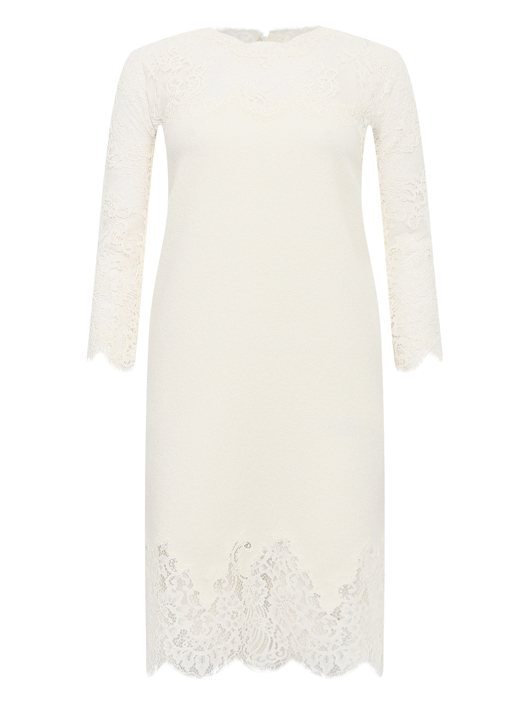Ermanno Scervino Платье из шерсти и шелка с кружевной отделкой
